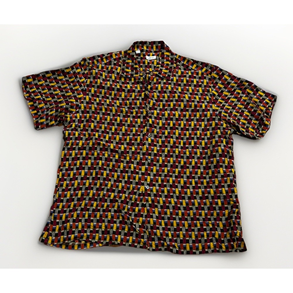 Brioni Geometric Rayon Camp Shirt L Button Up Made in Italy Rare $1100